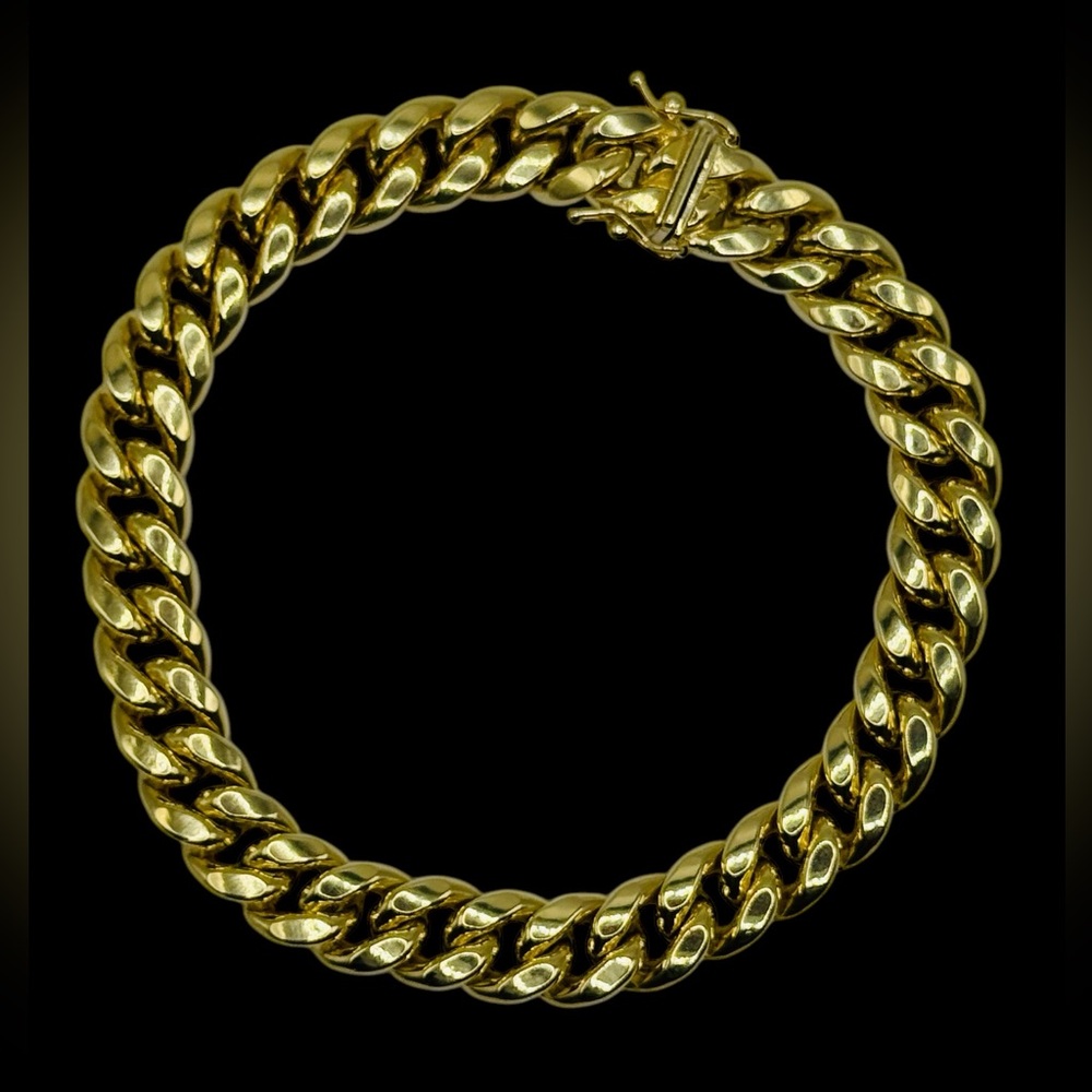 10k Solid Yellow Gold Miami Cuban Link Bracelet 8.5 inc Long 10mm Width Box Lock